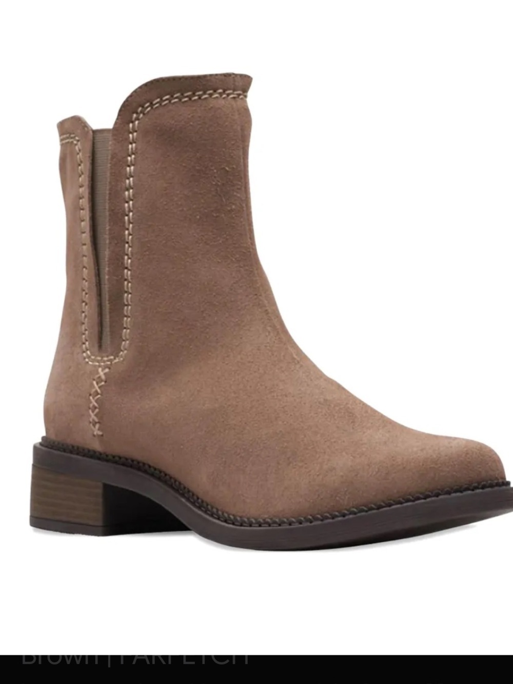 Clarks Maye Pebble Suede Chelsea Ankle Boots Side Zip Stitch Detail Size 7 NWOB - Picture 4 of 11